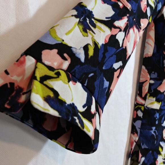 Adyson Parker Blue Floral Long Sleeve Tunic Top High Low Roll Tab Size L - Picture 2 of 6